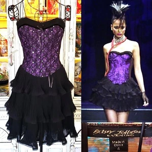 Vintage Betsey Johnson Black Floral Lace Mesh Corset Coquette Tea Party Dress S - Picture 1 of 14