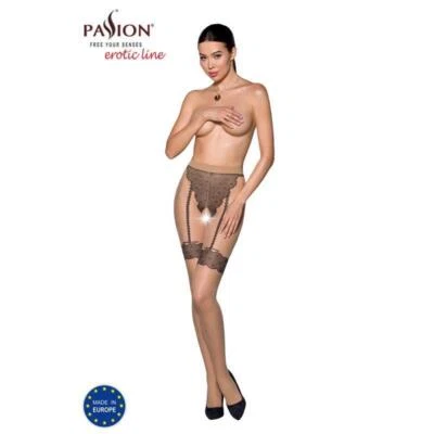 Sexy Damen-Feinstrumpfhose mit Ouvert und Muster Beige #AC1390 - Bild 1 von 4