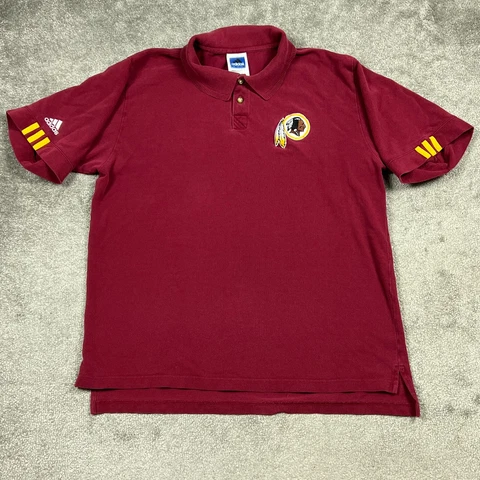 Washington Redskins Polo Shirt Mens Extra Large Red Adidas Team Short Sleeve NFL Cover