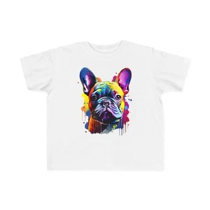 Bright French Bulldog Toddler Tee Cute Dog Shirt Girls Boys Kids Frenchie - Picture 1 of 19