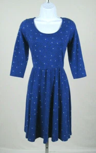LAUREN CONRAD BLAU WEISS HERZEN KLEID GRÖSSE MEDIUM 95 % BAUMWOLLE 5 % ELASTHAN MISCHUNG  - Bild 1 von 7