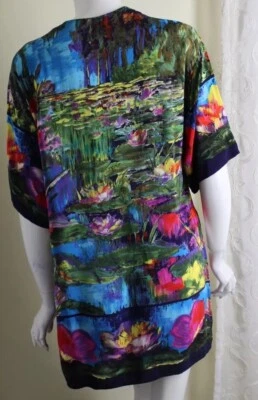 Blusa Camisa Túnica Encubrimiento Gottex S Art-to-Wear Impresionista Francesa Escena Lilly Foto 1 de 4