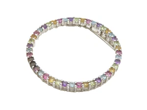 925 Sterling Silver Topaz Peridot Citrine & Amethyst Circle Pendant PT14670 - Picture 1 of 4