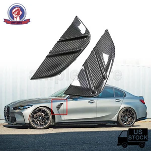 CARBON FIBER REPLACEMENT FRONT FENDER SIDE VENT COVER TRIM FOR 21-24 BMW G80 M3  - Picture 1 of 8