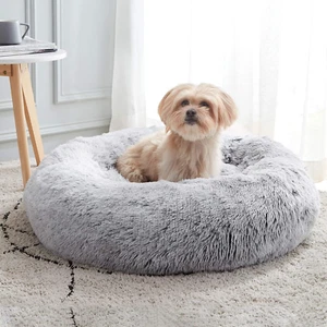 Calming Dog & Cat Bed, Anti-Anxiety Donut Cuddler Warming Cozy Soft round Bed, F - Picture 1 of 12