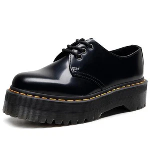 Ladies Real Leather Low Ankle Boots Creepers Platform Shoes Lace Up Plus Size - Picture 1 of 18