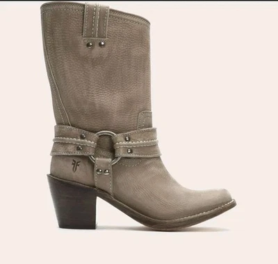 Frye Carmen Harness Short Boots Distressed Western Cowboy Size 7 Taupe  - Image 1 of 4