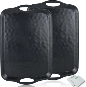 Serving Tray Extra Large with Handles, 20X13 Inch, Set of 2 Melamine Platters, - Picture 1 of 12