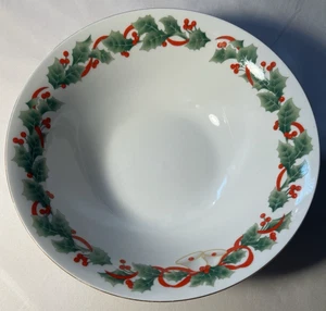 Sango Noel 1990 Christmas Dinnerware 8401 Gold Trim -- Serving bowl - 9" - Picture 1 of 8