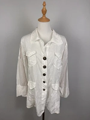 Blusa Elisa Cavaletti Blanca Bordada Flores Botones Italianos Cuello Talla L Foto 1 de 4