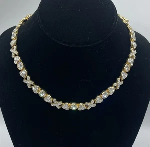 SWAROVSKI CRYSTAL SWAN XO HUGS & KISSES HEART RHINESTONE NECKLACE - Picture 1 of 12