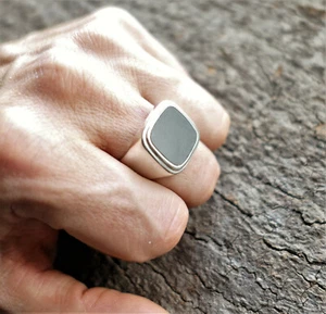 Siegelring Herren Silber Ring Männer Herrenring Lagenstein Wappenring Handarbeit - Bild 1 von 6