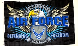 BANDERA DE LA FUERZA AÉREA DEFENDIENDO LA LIBERTAD negra 3X5 ft con licencia calidad superior EE. UU. - Imagen 1 de 6