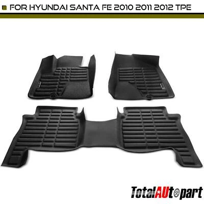 Tapetes forros negros 3 piezas para Hyundai Santa Fe 2010-2012 delanteros y traseros Foto 1 de 4
