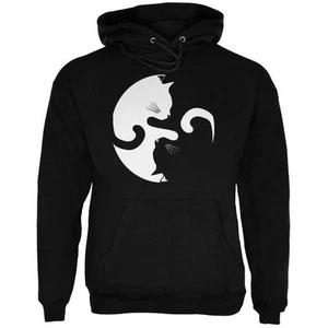 Yin Yang Cat Black Adult Hoodie - Picture 1 of 1