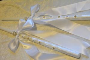 24" Greek Orthodox Wedding Ceremony Candle Lambathe Lambades Set Ivory White