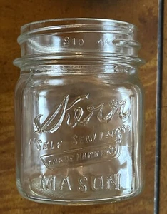 VINTAGE CLEAR KERR SELF SEALING MASON 1/2 PINT JAR #12 Square S10 44 - Picture 1 of 6