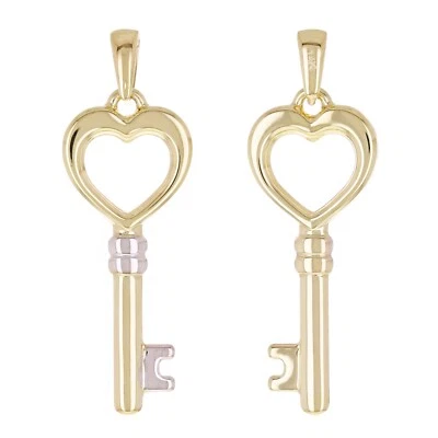 Italian 14k Yellow & White Gold Key Charm Pendant 1.3" 1 gram - Image 1 of 4