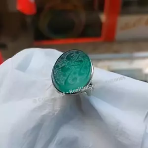 Engraved Agate Ring Beautiful Islamic Ring Mens Aqeeq Ring Sterling Silver 925 - Picture 1 of 8