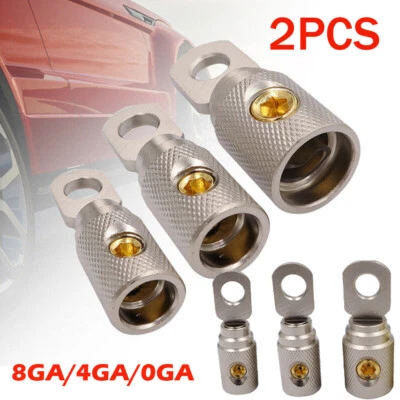 2pcs Car Wire Coupler Terminal Butt Connector 0 4 8 Gauge Joiner Screw Ring Gold - Image 1 of 4