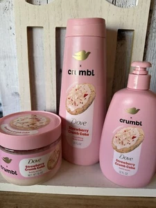 Dove X Crumbl LOT Of 3 Strawberry Crumb Cake Body Wash Body Scrub And Hand Wash - Picture 1 of 5