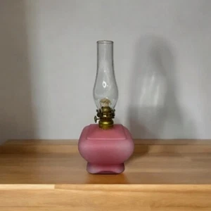 Antique Victorian Miniature Pink Cased Artichoke Oil Lamp Consolidated Glass Co - Picture 1 of 18