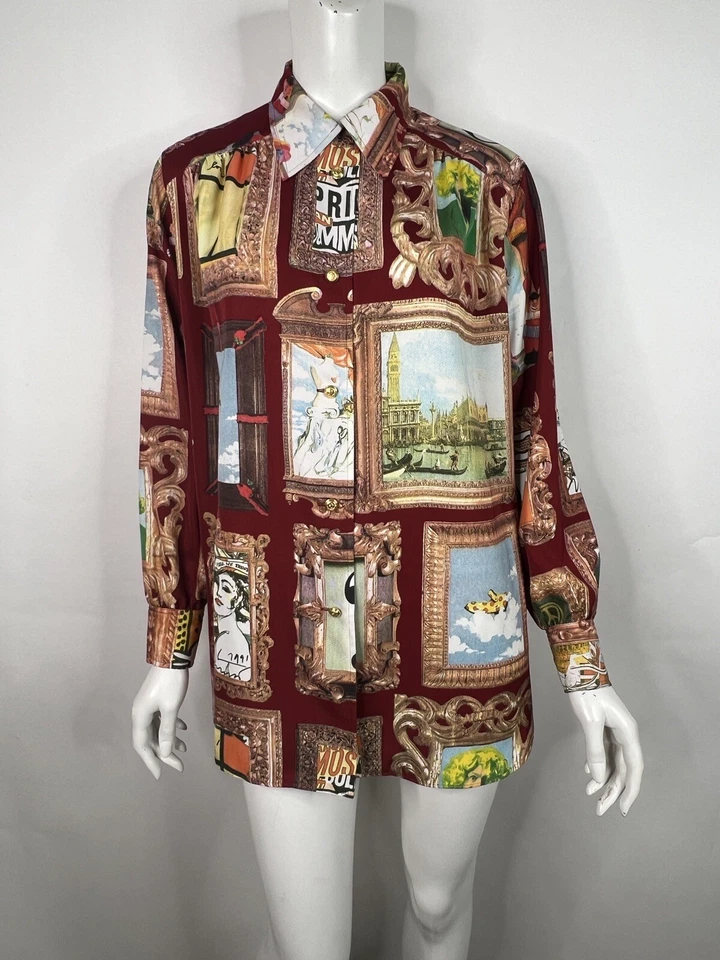 CAMISA MOSCHINO JEANS ROJA IMPRESIÓN PINTURA ARTE XL de colección Foto 1 de 4
