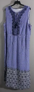 NEW-WOMAN'S ISSAC MIZRAHI LIVE LONG SUMMER BLUE MAXI DRESS.EMBROIDERY.SZ 24W - Picture 1 of 9