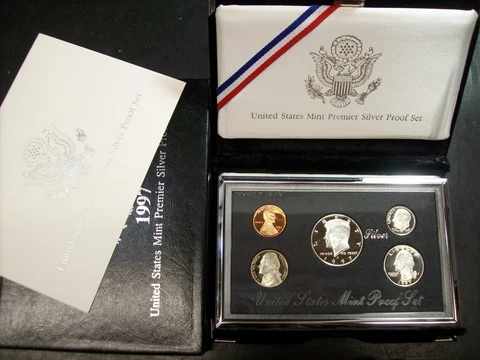 1997 U.S. Mint Premier Silver Proof Set w/ case, box & COA       SN4315 Cover