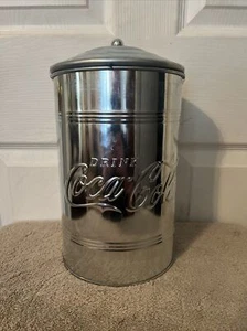 Coca Cola Tablecraft Galvanized Steel Storage Canister with Lid - Picture 1 of 2