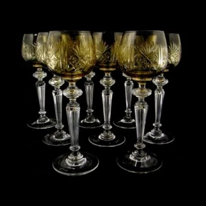 1. von 10. Stängelglas mit eingest. Luftblase & topasfarbener Kuppa, F. Heckert - Picture 1 of 8