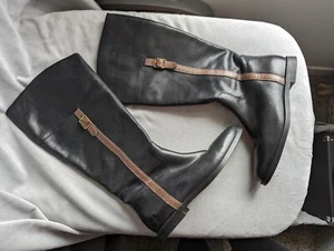 Gently Used Women's Black Cole Haan Eldridge Riding Boots Size 7 - Picture 1 of 5