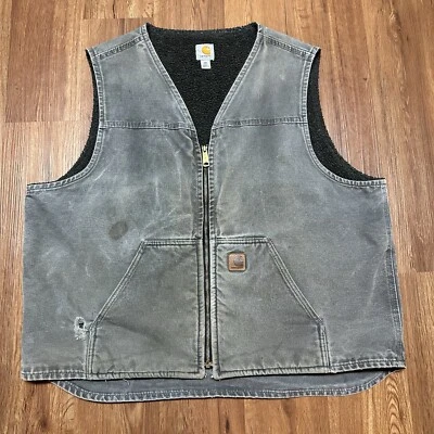 Chaleco Carhartt Sherpa Forrado Pato Lavado V26-GVL Gris Para Hombre 2XL Arenisca Foto 1 de 4