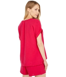 Mod-o-doc Double Layer Gauze Short Dolman Sleeve Top Bonfire Sz-S - Picture 1 of 4