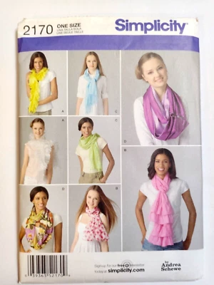 Scarf Infinity Tie Ruffle Loop Simplicity 2170 Sewing Pattern Cut Andrea Schewe - Image 1 of 4