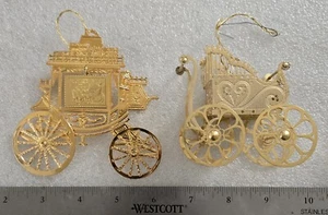 Vintage Franklin Mint Gold Christmas Ornament And Free One - Picture 1 of 7