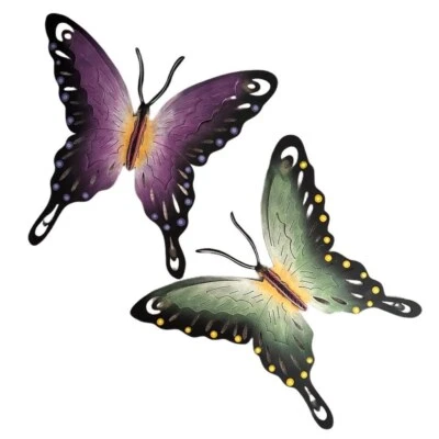 Par 2 de mariposas de acero pintadas, arte de pared por Alejandro de Esesarte Foto 1 de 4