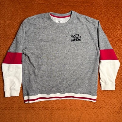 Roots Cabin Crewneck Sweatshirt XL Gray Red White Cotton Blend Since 1973 - Image 1 of 4
