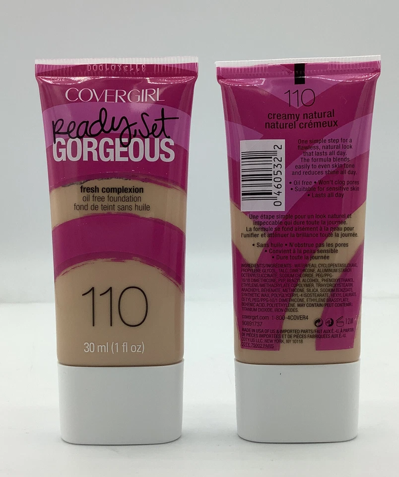 Lot Of 2 Covergirl Ready, Set Gorgeous Oil-Free Foundation 110 Creamy Natural - Image 1 of 3