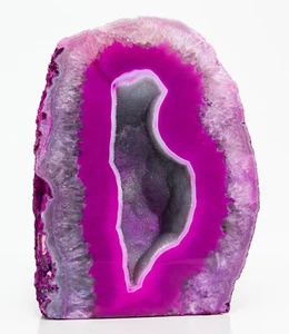 Agate Geode Half Cut Base Slab Magenta Crystal Quartz Decor XL 8.71 lb H2175 - Picture 1 of 12