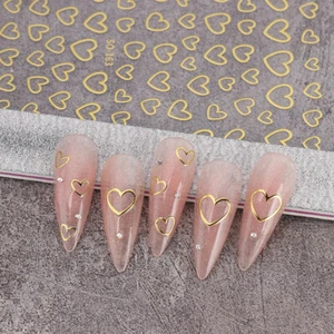 3D Hollow Love Heart Line Sticker Nail Love For Women Slider Nail Art Manicure  - Picture 1 of 16