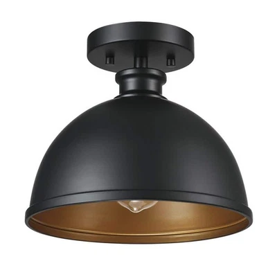 Globe Electric Tallulah 1 Luz Negro Mate Pantalla y Dorado Interior Montaje Al Ras Foto 1 de 4