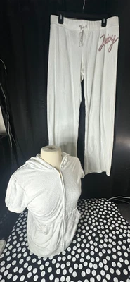 Traje de Jogging Juicy Couture Blanco Terciopelo Rosa Joyas - Talla XL Foto 1 de 4