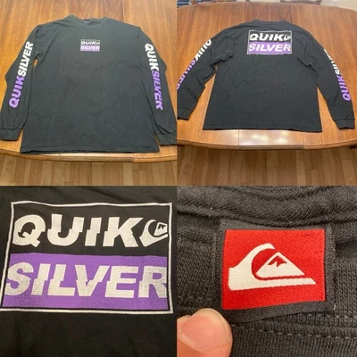 Vintage Quicksilver Long Sleeve Shirt Y2k Skate Grunge Surf Double Sided 21x27” - Image 1 of 4