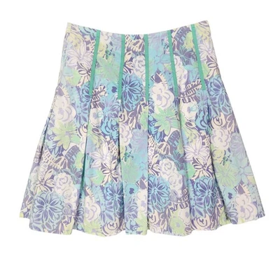 Sigrid Olsen Skirt Womens 10 Multicolored Floral Pleated Lined Aline Ribbon Trim - Image 1 of 4