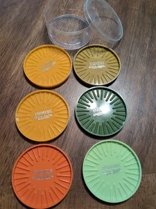 Vintage Set Of 6 Plastic Advertising Coasters Barware Farmers State Bank Color! - Picture 1 of 6