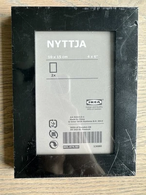 SET OF 2 Ikea NYTTJA Black 4 x 6 Picture Frames New! - Image 1 of 3