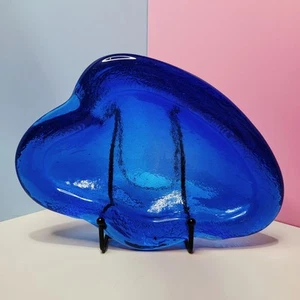 BLENKO Vintage Blue Glass Free Form Amoeba Bowl Ashtray Trinket Dish MCM - Imagen 1 de 7
