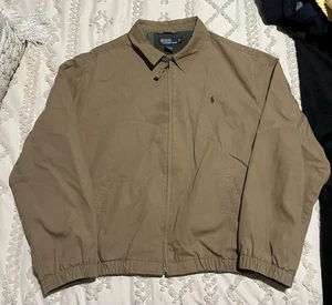 Polo Ralph Lauren Harrington Brown Tan Bomber Jacket Men’s Size XXL Full Zip - Picture 1 of 5