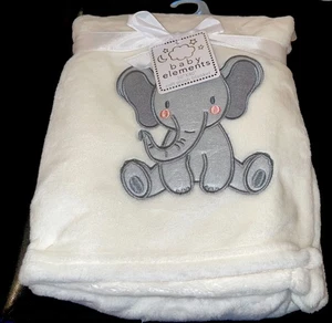 Neu!! Unisex Baby weiße "Elefant" Plüsch DECKE Größe 30" x 40" Neu mit Etikett - Bild 1 von 2